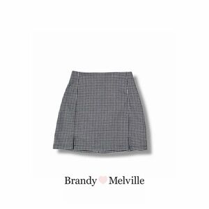 Brandy Melville John Galt Black White Gingham Cara Mini Slit Skirt One Size